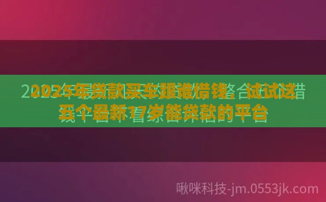 2025年贷款买车跟谁借钱，试试这五个最新17岁能贷款的平台