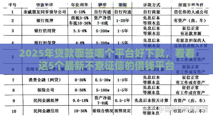2025年贷款面签哪个平台好下款，看看这5个最新不查征信的借钱平台