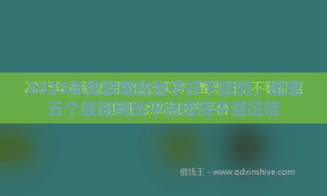 2025年贷款哪些台子好下款的，梳理五个最新网贷平台借钱不查征信