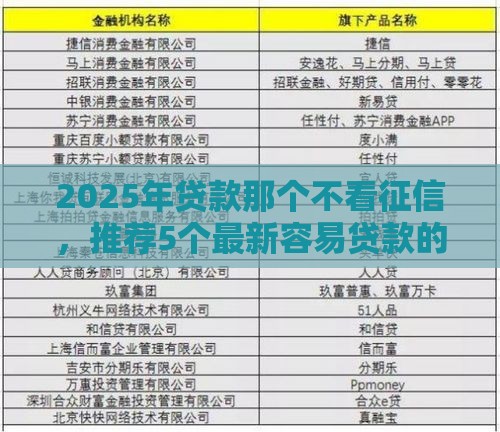 2025年贷款那个不看征信，推荐5个最新容易贷款的平台