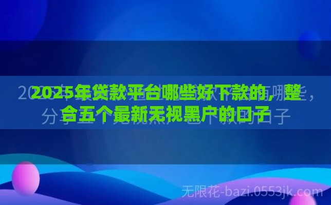 2025年贷款平台哪些好下款的，整合五个最新无视黑户的口子