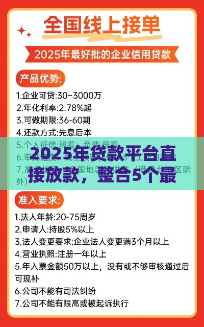 2025年贷款平台直接放款，整合5个最新贷款平台靠谱