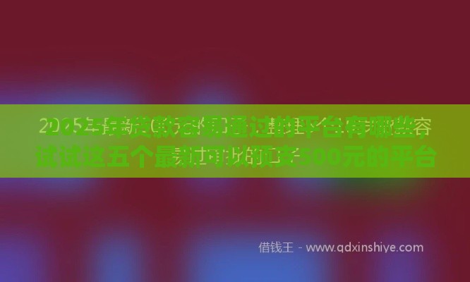2025年贷款容易通过的平台有哪些，试试这五个最新可以预支500元的平台