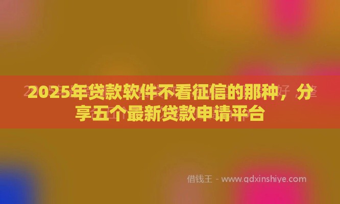 2025年贷款软件不看征信的那种，分享五个最新贷款申请平台