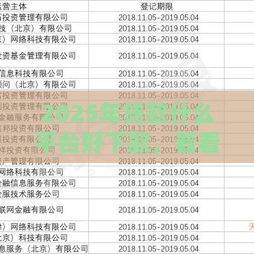 2025年贷款什么平台好下款，看看这5个最新网贷平台查询系统