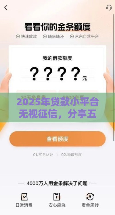 2025年贷款小平台无视征信，分享五个最新借钱平台容易通过的