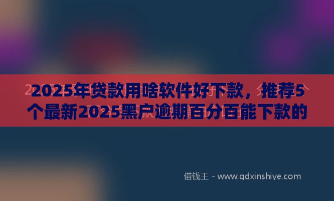 2025年贷款用啥软件好下款，推荐5个最新2025黑户逾期百分百能下款的口子