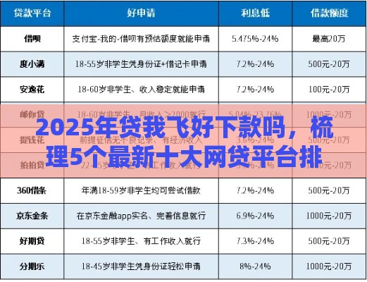 2025年贷我飞好下款吗，梳理5个最新十大网贷平台排名不分先后