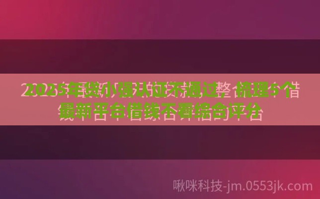 2025年贷小强认证不通过，梳理5个最新平台借钱不看综合评分