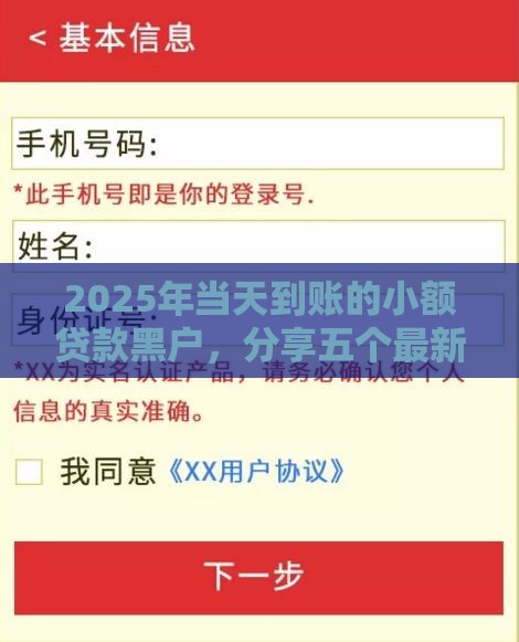 2025年当天到账的小额贷款黑户，分享五个最新2025黑户借款必下大额口子