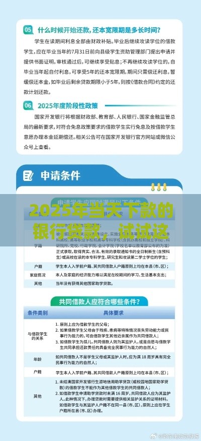 2025年当天下款的银行贷款，试试这5个最新大学生借钱平台
