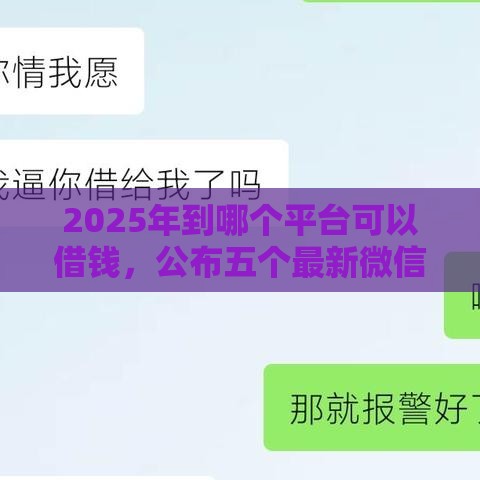 2025年到哪个平台可以借钱，公布五个最新微信有什么贷款平台