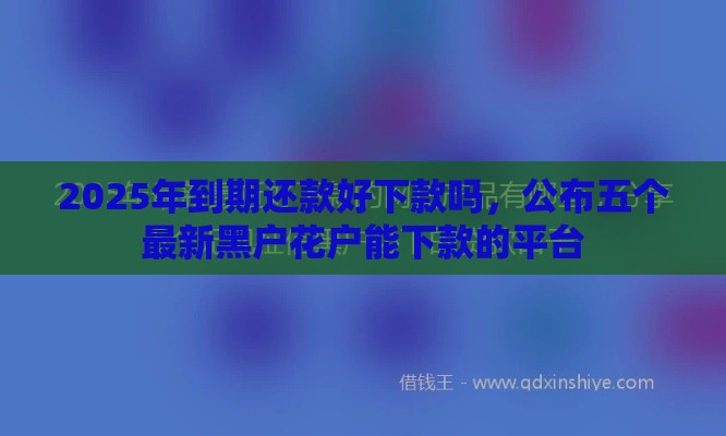 2025年到期还款好下款吗，公布五个最新黑户花户能下款的平台