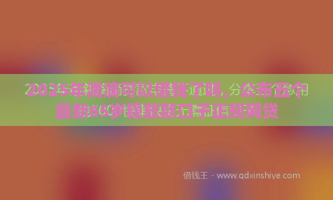 2025年滴滴可以借钱了吗，公布五个最新65岁稳放款口子正规网贷