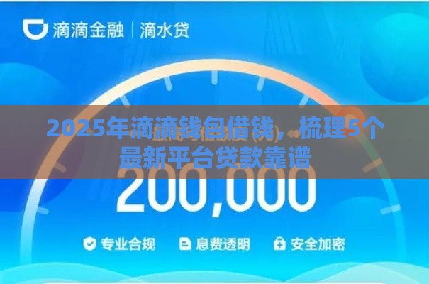 2025年滴滴钱包借钱，梳理5个最新平台贷款靠谱