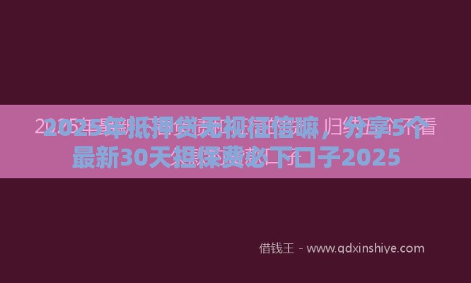 2025年抵押贷无视征信嘛，分享5个最新30天担保费必下口子2025