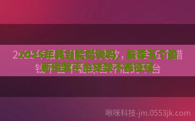 2025年典当能借钱吗，推荐五个最新借款平台贷款不看征信