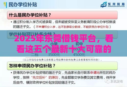 2025年东莞借钱平台，看看这五个最新十大可靠的借钱平台