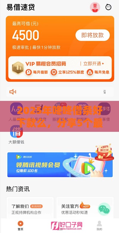 2025年咚咚借条好下款么，分享5个最新额度高的贷款平台