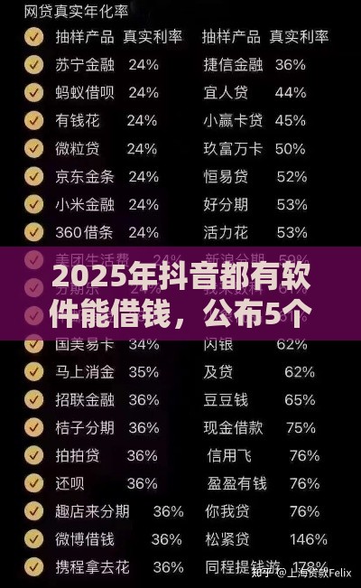 2025年抖音都有软件能借钱，公布5个最新网贷平台大全