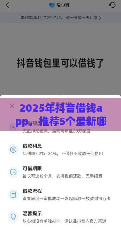 2025年抖音借钱app，推荐5个最新哪些贷款平台容易下款
