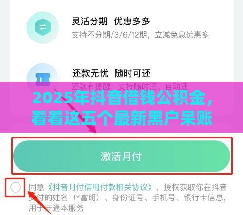 2025年抖音借钱公积金，看看这五个最新黑户呆账逾期能下的口子