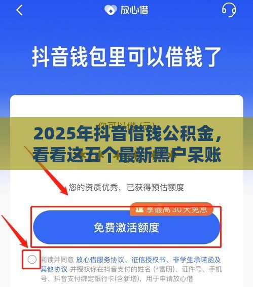 2025年抖音借钱公积金，看看这五个最新黑户呆账逾期能下的口子