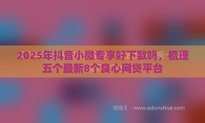 2025年抖音小微专享好下款吗，梳理五个最新8个良心网贷平台
