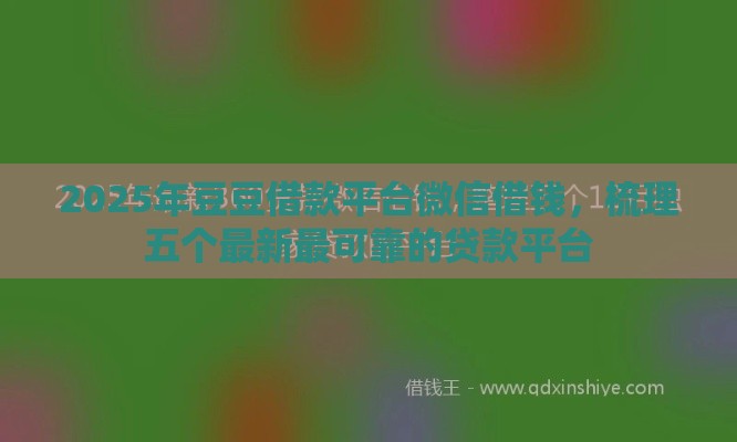 2025年豆豆借款平台微信借钱，梳理五个最新最可靠的贷款平台