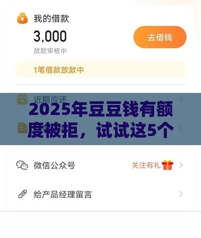2025年豆豆钱有额度被拒，试试这5个最新平台贷款容易通过