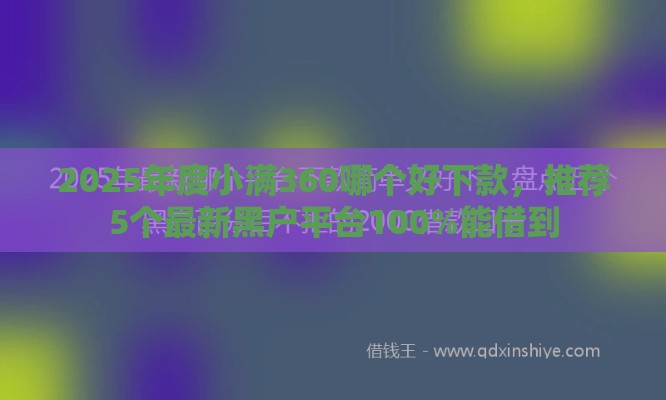 2025年度小满360哪个好下款，推荐5个最新黑户平台100%能借到