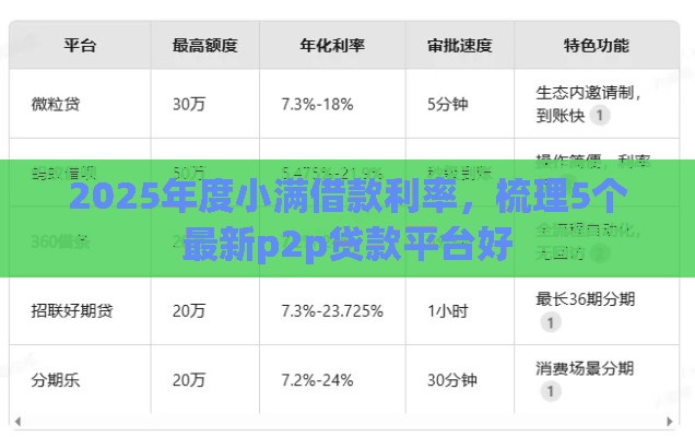 2025年度小满借款利率，梳理5个最新p2p贷款平台好