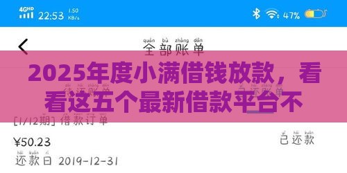 2025年度小满借钱放款，看看这五个最新借款平台不看负债容易借钱