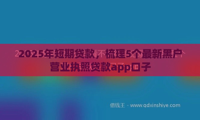 2025年短期贷款，梳理5个最新黑户营业执照贷款app口子