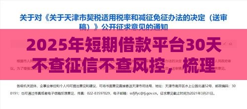 2025年短期借款平台30天不查征信不查风控，梳理5个最新晚上也能秒下款的口子