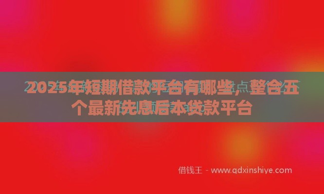 2025年短期借款平台有哪些，整合五个最新先息后本贷款平台
