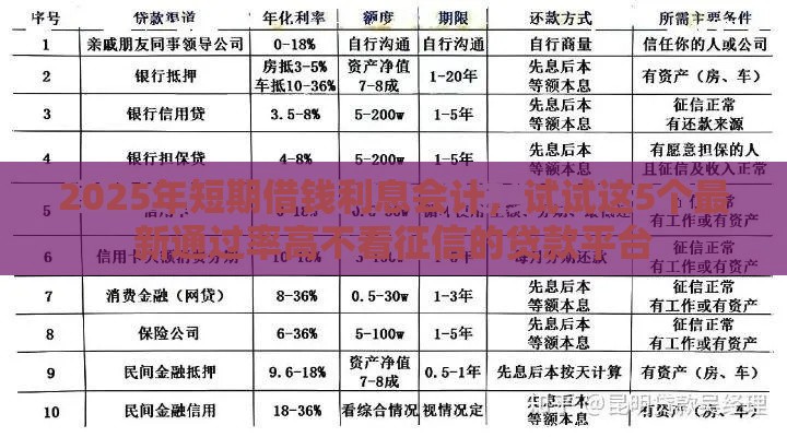 2025年短期借钱利息会计，试试这5个最新通过率高不看征信的贷款平台