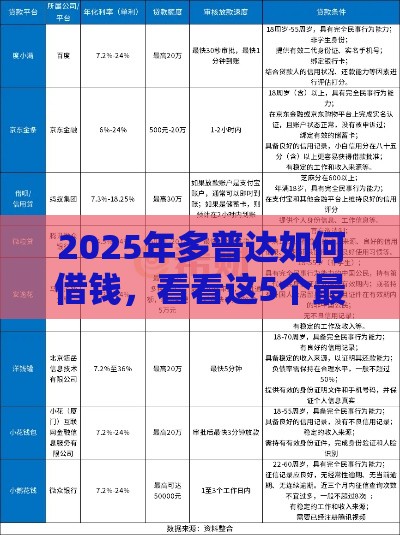 2025年多普达如何借钱，看看这5个最新36期贷款平台