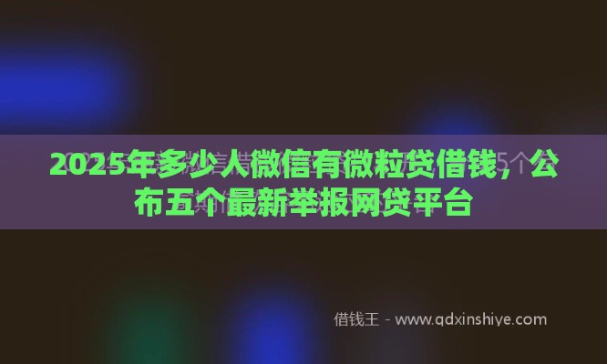 2025年多少人微信有微粒贷借钱，公布五个最新举报网贷平台