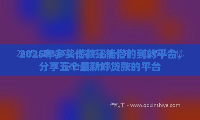2025年多头借款还能借的到的平台，分享五个最新好贷款的平台