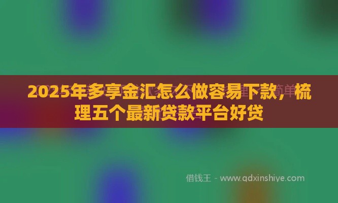 2025年多享金汇怎么做容易下款，梳理五个最新贷款平台好贷