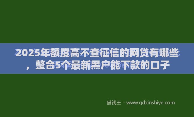 2025年额度高不查征信的网贷有哪些，整合5个最新黑户能下款的口子