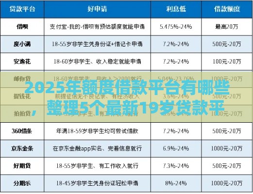 2025年额度借款平台有哪些，整理5个最新19岁贷款平台