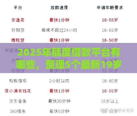 2025年额度借款平台有哪些，整理5个最新19岁贷款平台