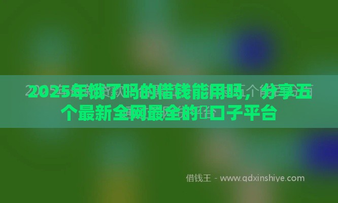 2025年饿了吗的借钱能用吗，分享五个最新全网最全的黒口子平台