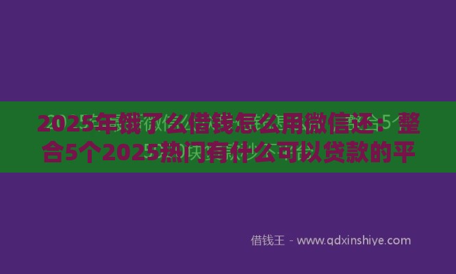2025年饿了么借钱怎么用微信还：整合5个2025热门有什么可以贷款的平台