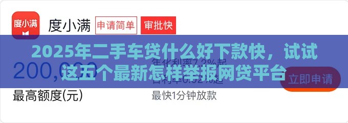 2025年二手车贷什么好下款快，试试这五个最新怎样举报网贷平台