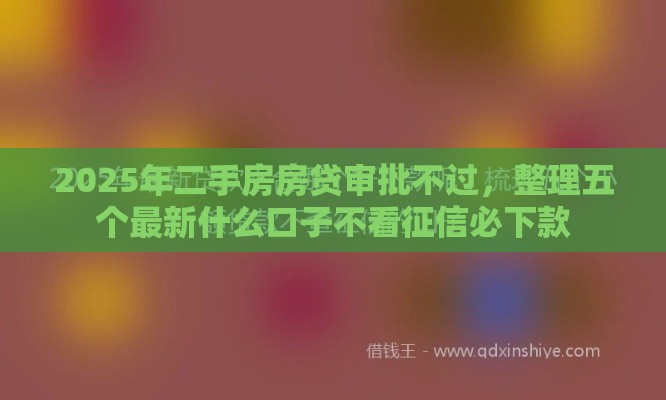 2025年二手房房贷审批不过，整理五个最新什么口子不看征信必下款