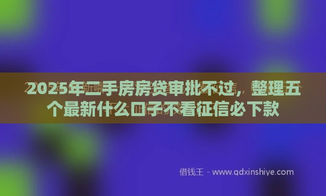 2025年二手房房贷审批不过，整理五个最新什么口子不看征信必下款