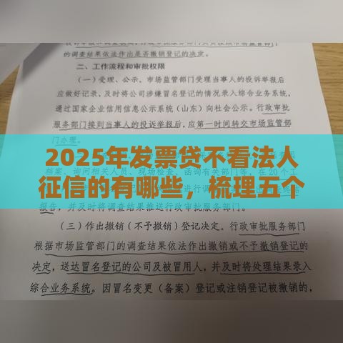2025年发票贷不看法人征信的有哪些，梳理五个最新好一点的网贷平台